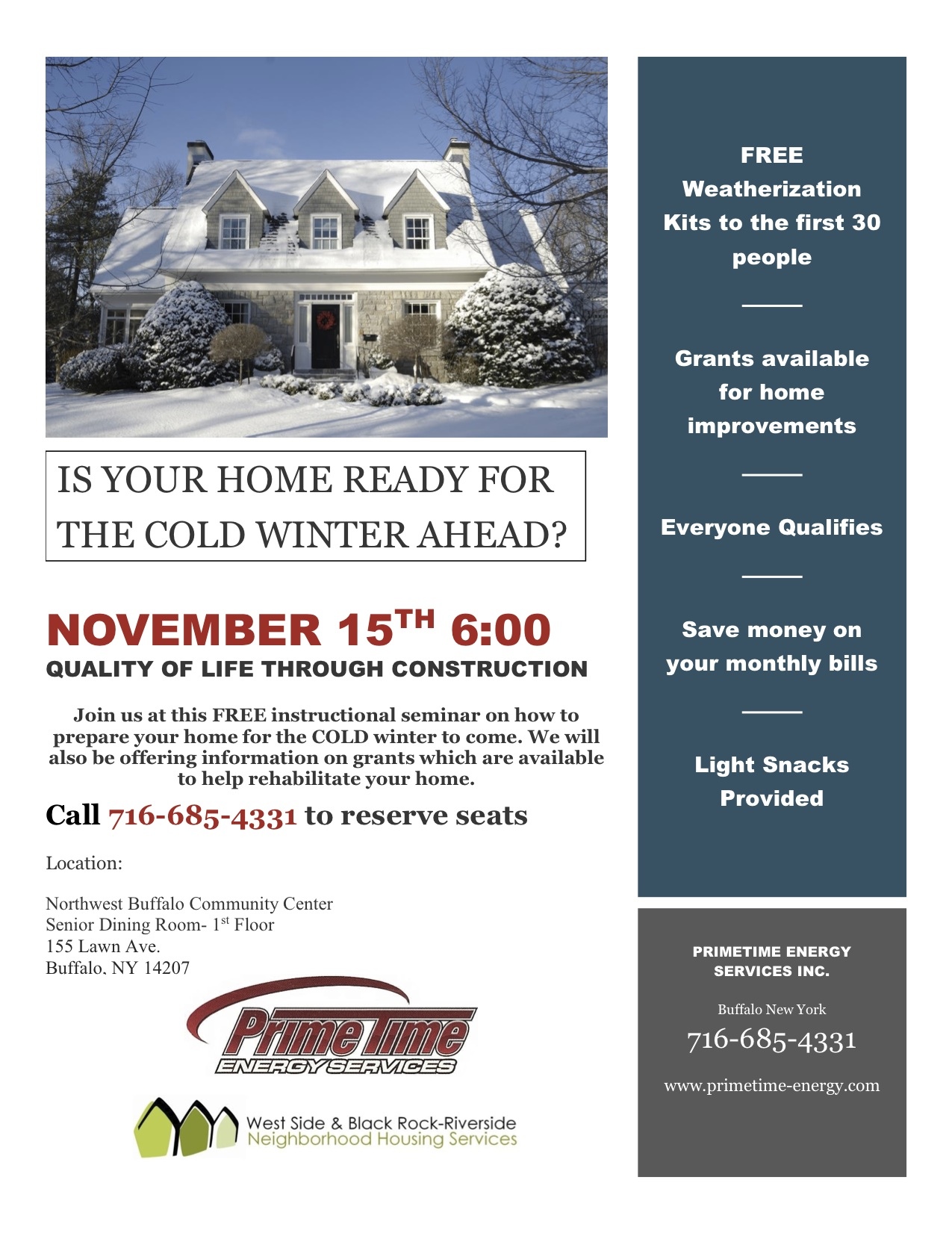 Free seminar to focus on preparing your home for winter’s blast