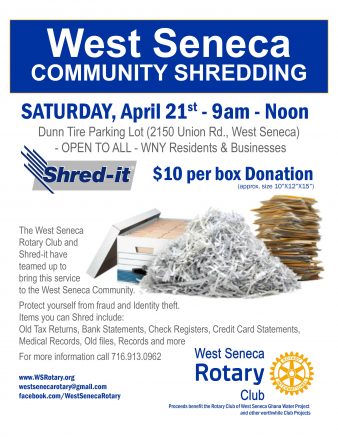 West Seneca Rotary Club plans shredding event