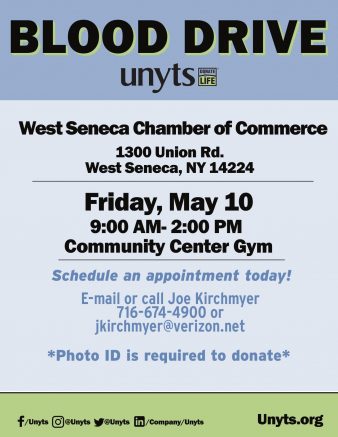 Blood Drive & Health Fair set for May 10 in West Seneca Community Center & Library