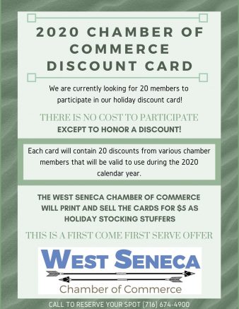 A limited number of spots on the card are still available to West Seneca Chamber of Commerce members.