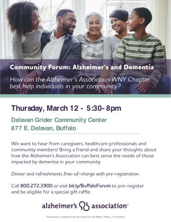 Alzheimer’s Association plans Community Forum in Buffalo to hear from public