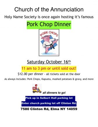 Annunciation Church in Elma plans annual pork chop dinner