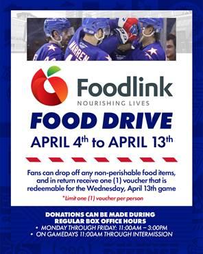 Fans that donate will receive a voucher for the April 13 home game against Laval.