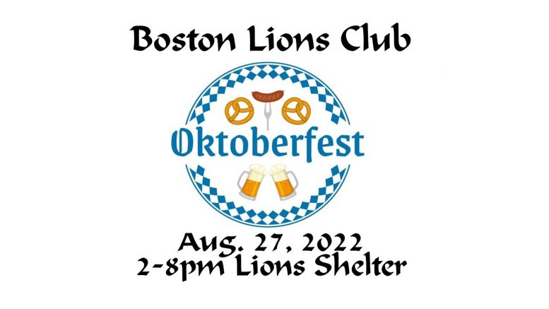 Oktoberfest 2022 will take place starting at 2 p.m. Saturday, Aug. 27, at the Boston Town Park Lions Shelter.