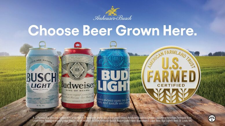 Anheuser-Busch announced that it will be the first to bring the new U.S. Farmed certification seal to some of its products.
